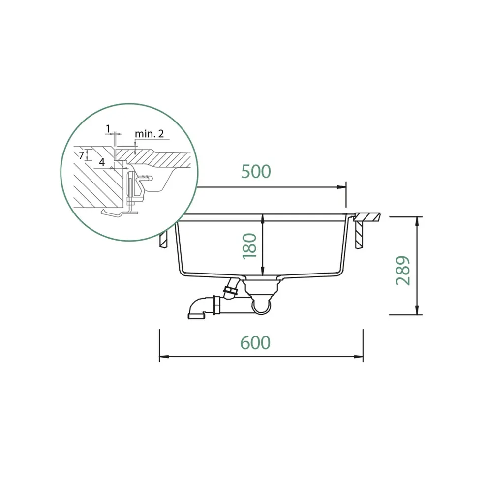 Schock CRISTADUR® Spüle Kiruna N-100L Flächenbündig – Bild 3