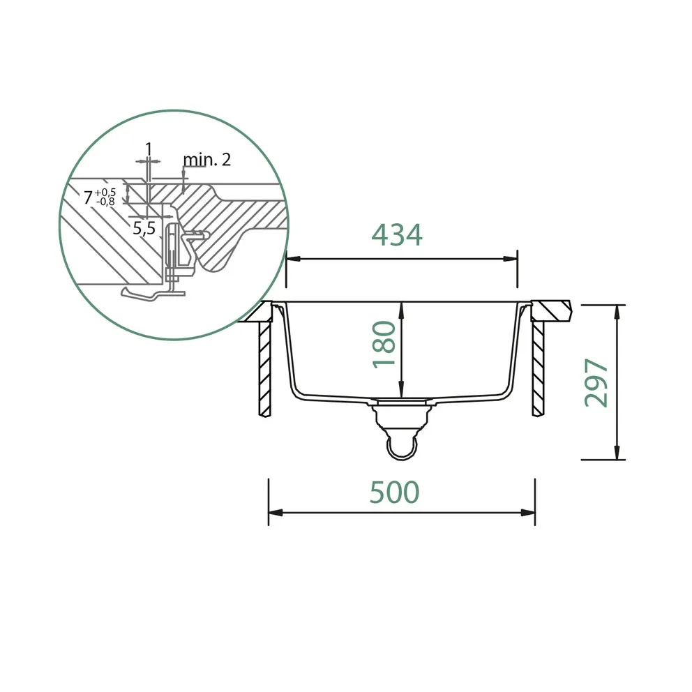 Schock CRISTADUR® Spüle Mono N-100S Flächenbündig – Bild 3