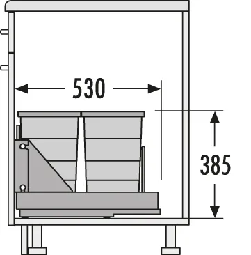 Hailo Bottom-Mount 2x24 ltr. für Frontanbindung Platin-Silber – Bild 2
