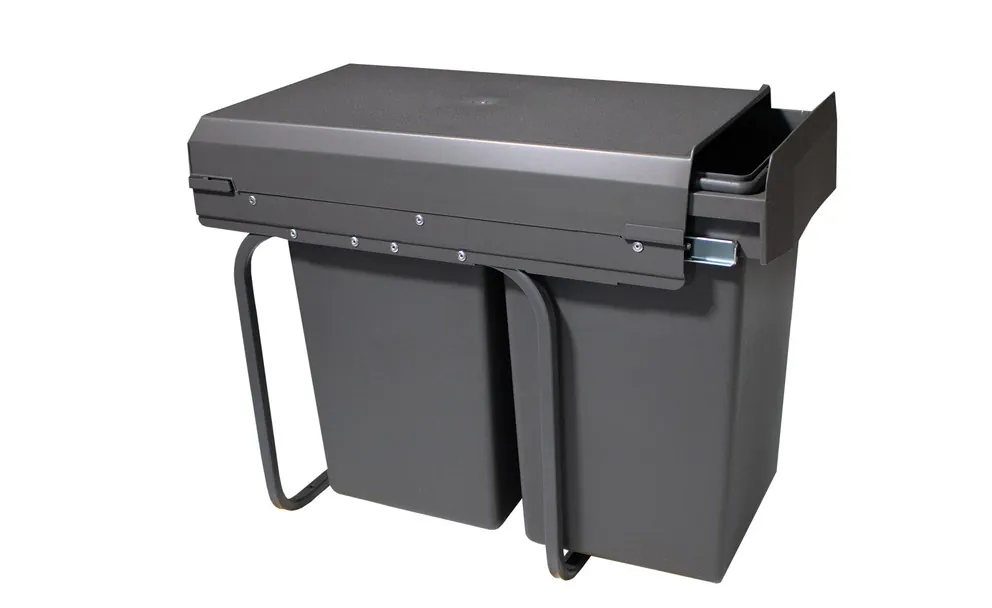 Abfallsammler 2-fach ab 30 cm 2x15 L dunkelgrau Vollauszug – Bild 5