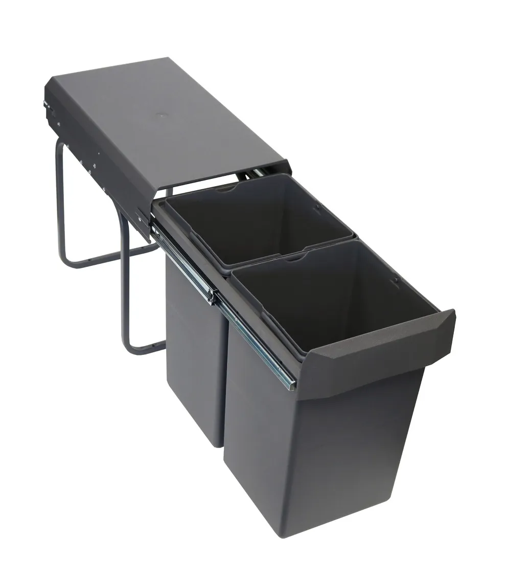 Abfallsammler 2-fach ab 30 cm 2x15 L dunkelgrau Vollauszug – Bild 4