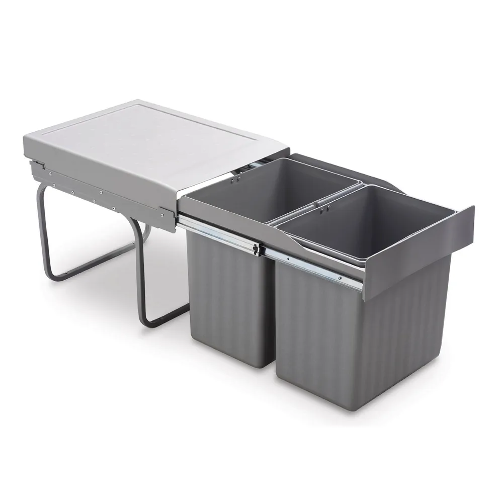 Abfallsammler Drehtür ab 40 cm 2x 16 Liter grau