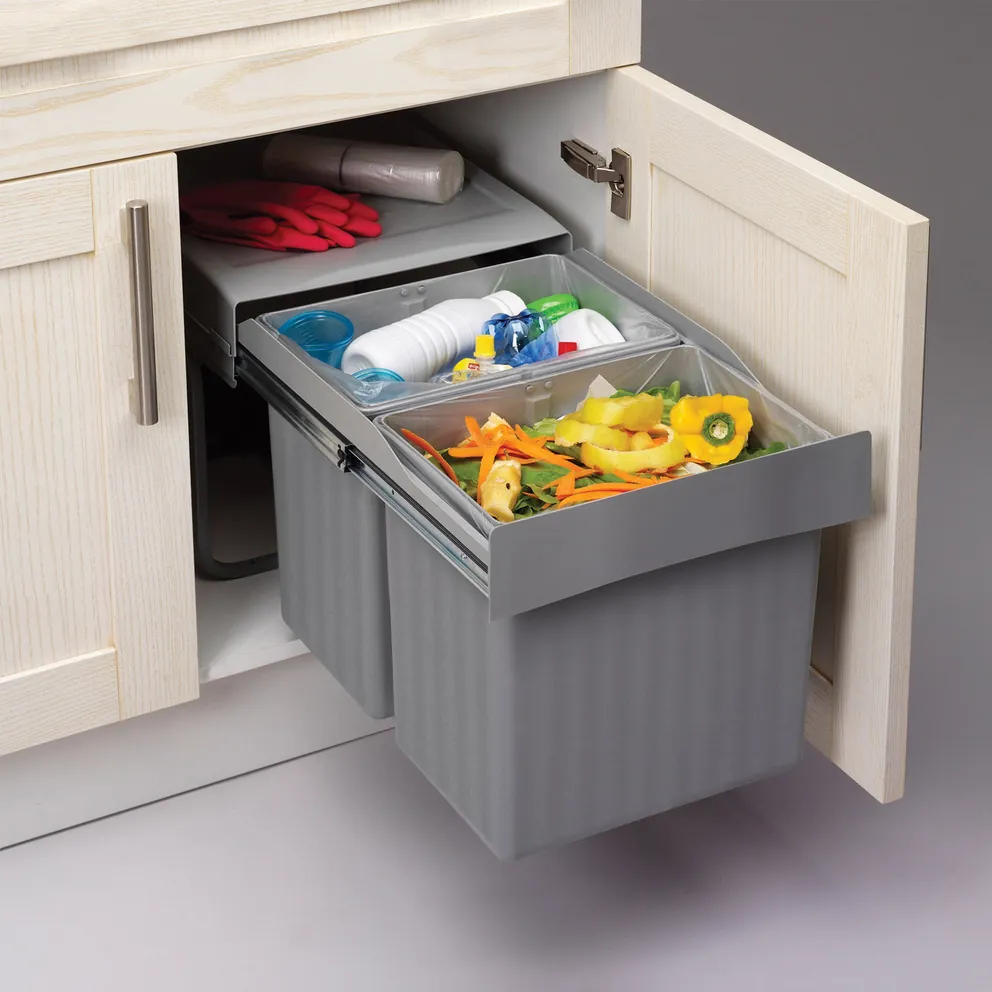 Abfallsammler Drehtür ab 40 cm 2x 16 Liter grau – Bild 2